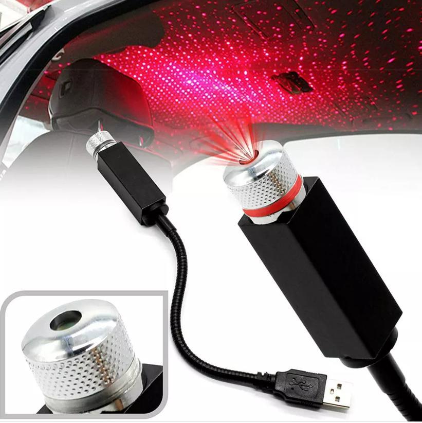 Star Lamp USB Car Star Ceiling Light Sky Projection Lamp Romantic Night Lights Car Fancy Lights (Red)